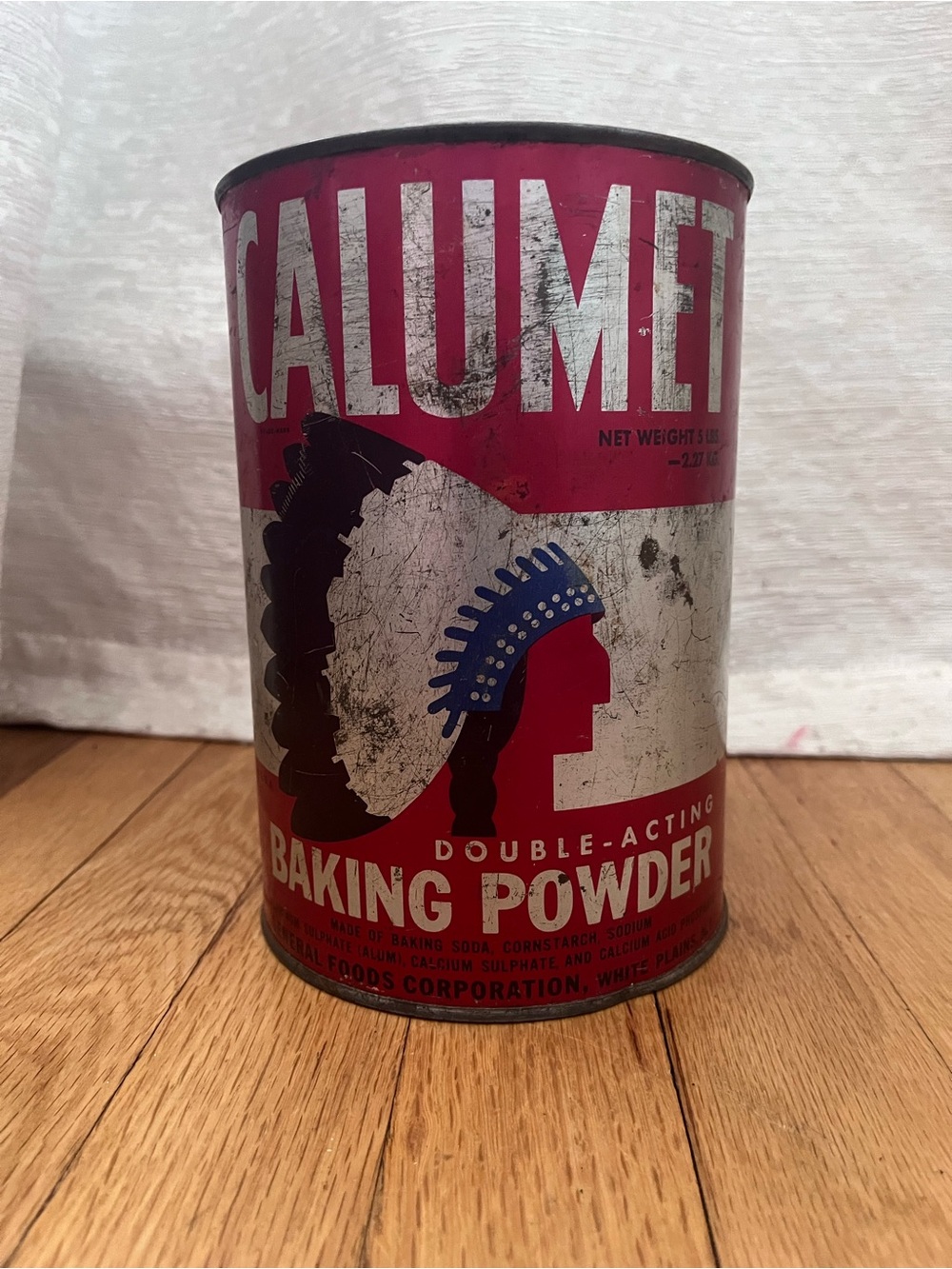 Vintage Calumet baking soda Can 5 pound can antique can